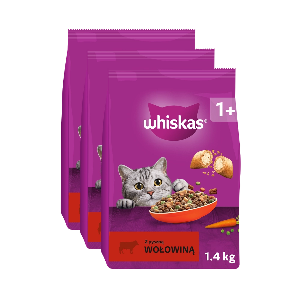 Whiskas Adult wołowina adult 1,4 kg × 3