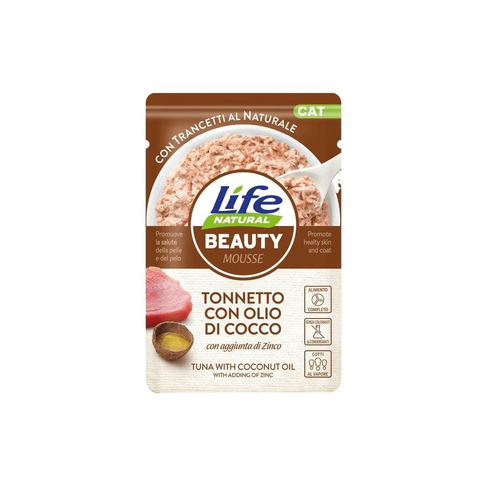 Life Cat Natural Skin & Coat tuńczyk z olejem kokosowym pasztet adult 70 g