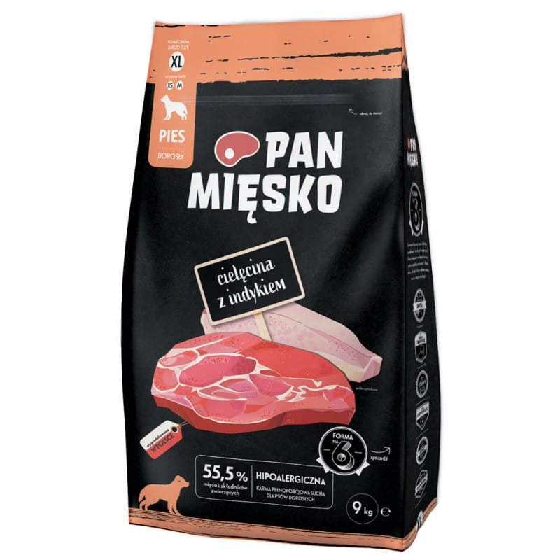 Pan Mięsko cielęcina, indyk adult duże rasy 9 kg