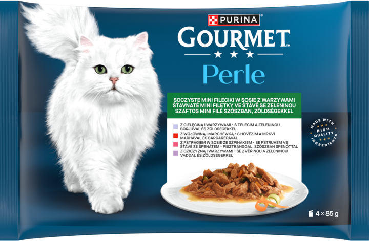 Purina Gourmet Perle Skin & Coat mix smaków w sosie adult 85 g × 4