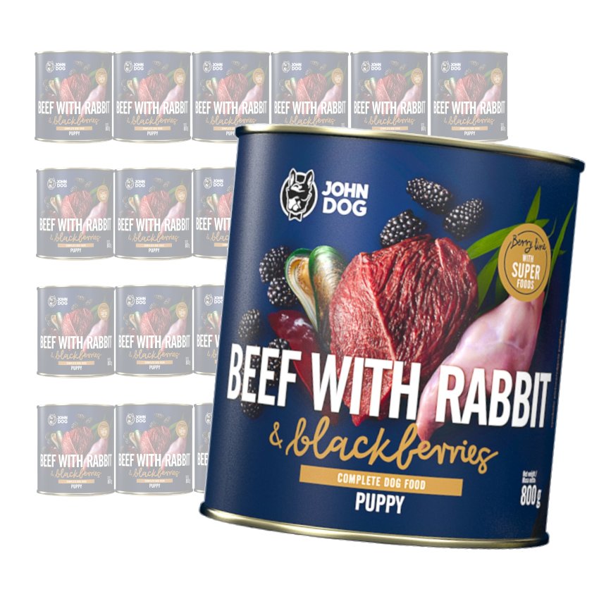 John Dog Berry Line wołowina, królik z jeżynami junior 800 g × 24