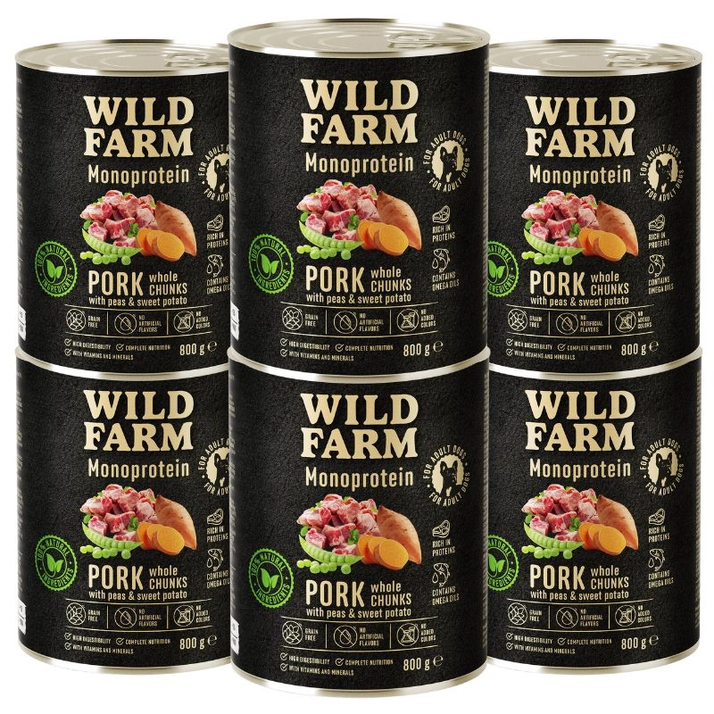 Wild Farm Monoprotein wieprzowina adult 800 g × 6
