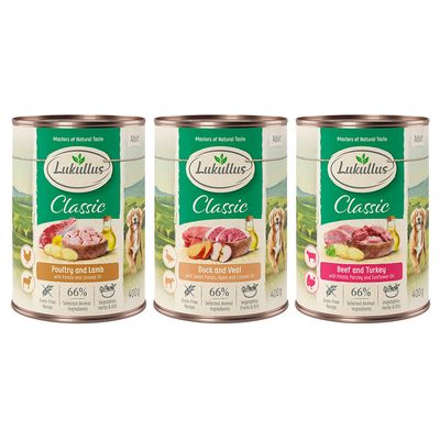 Lukullus Natural cielęcina, drób, indyk, jagnięcina, kaczka, wołowina 400 g × 6
