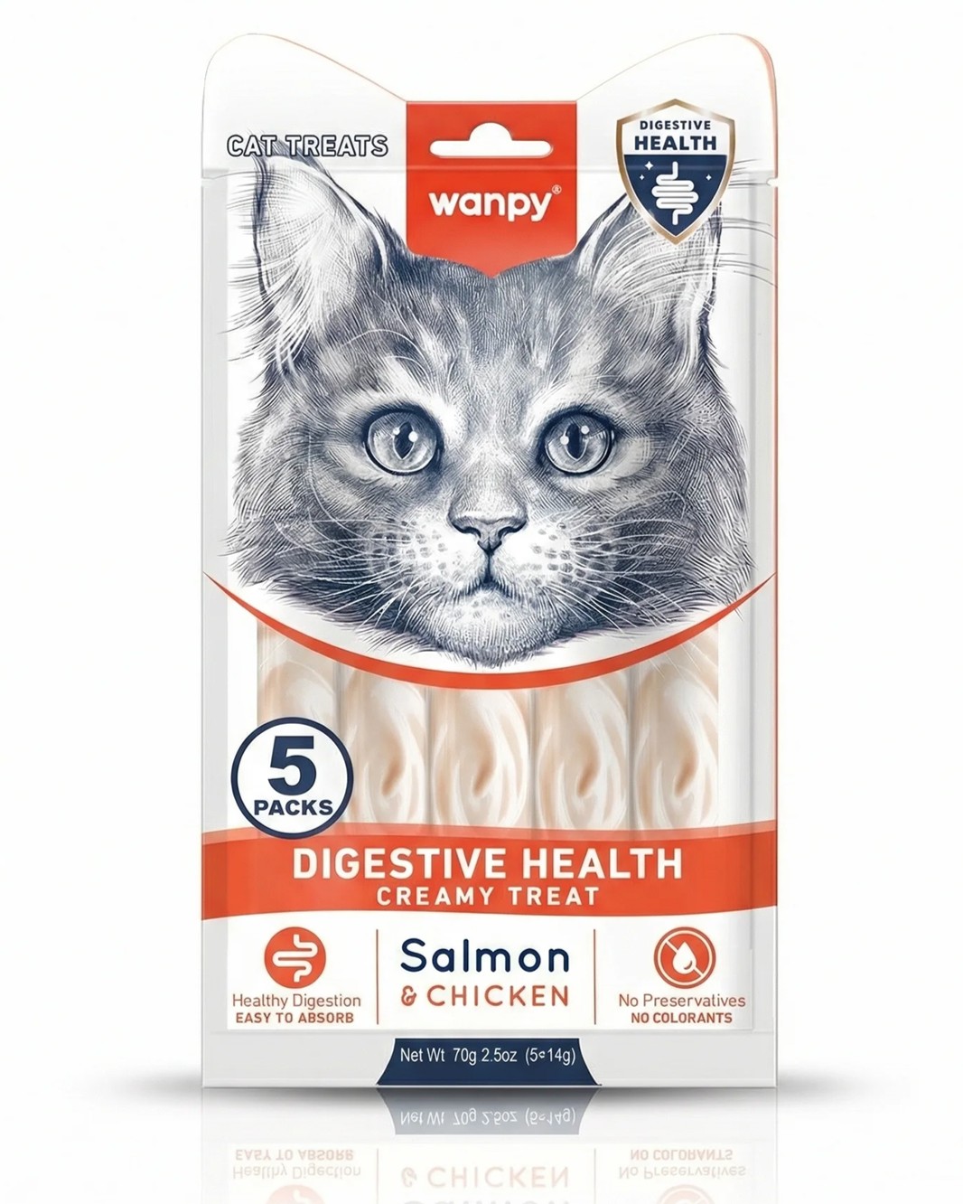 Wanpy Creamy Treat Digestive kurczak, łosoś 70 g