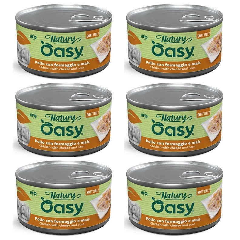 Oasy Natury Soft Jelly kurczak, ser 150 g × 6
