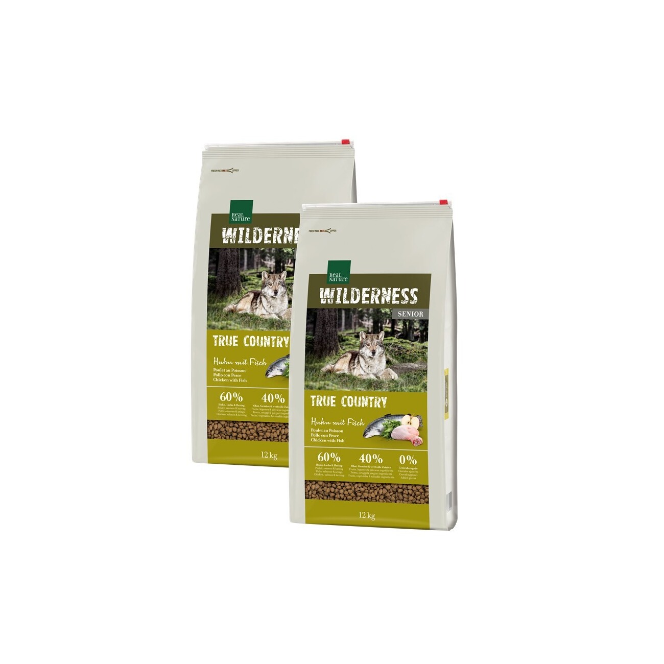 REAL NATURE Wilderness kurczak, ryba senior 12 kg × 2