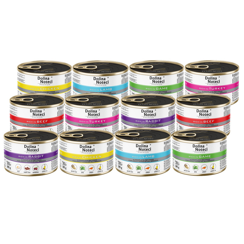 Dolina Noteci Premium indyk, kurczak, wołowina adult 185 g × 12