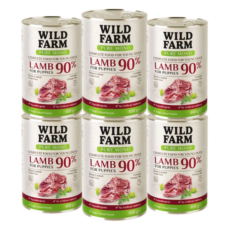 Wild Farm Pure Mono jagnięcina junior 400 g × 6