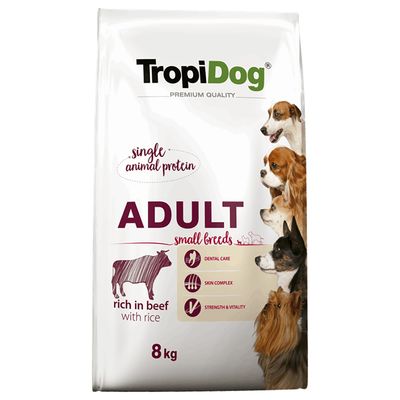 Tropidog Premium wołowina z ryżem adult małe rasy 8 kg × 2
