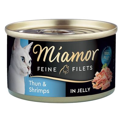 Miamor Feine Filets Sensitive krewetki, tuńczyk w galaretce adult 100 g × 6
