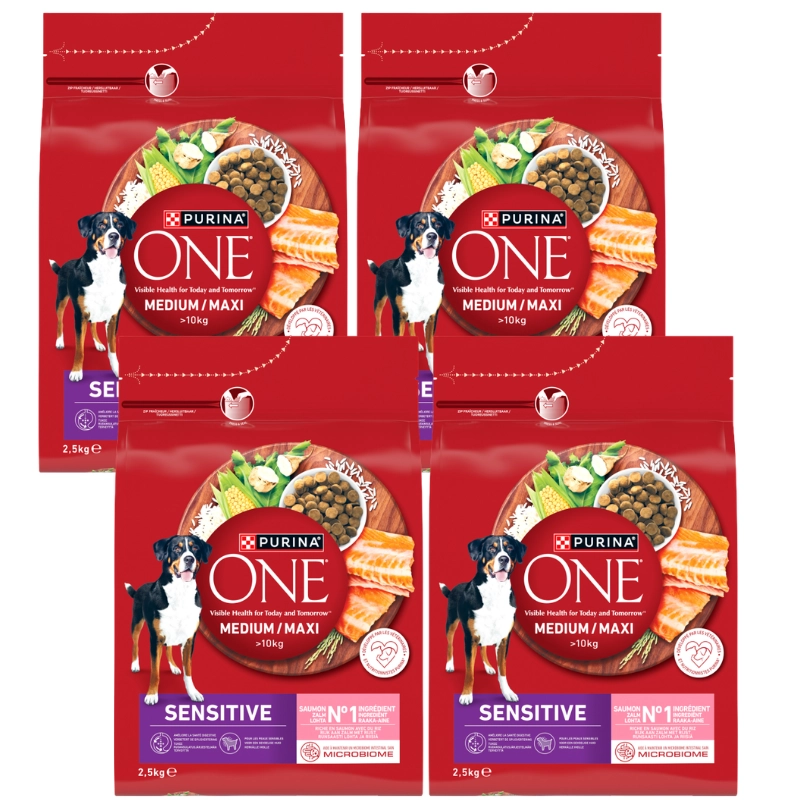 Purina ONE Sensitive łosoś adult średnie rasy, duże rasy 2.5 kg × 4