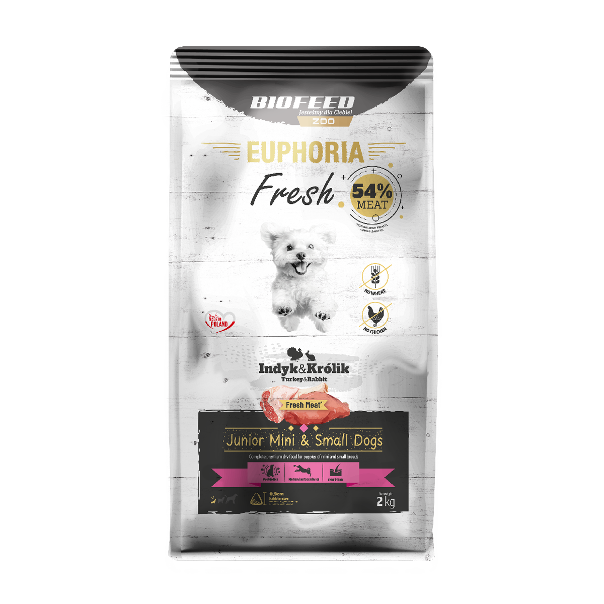 BioFeed Euphoria Fresh indyk, królik junior małe rasy 2 kg