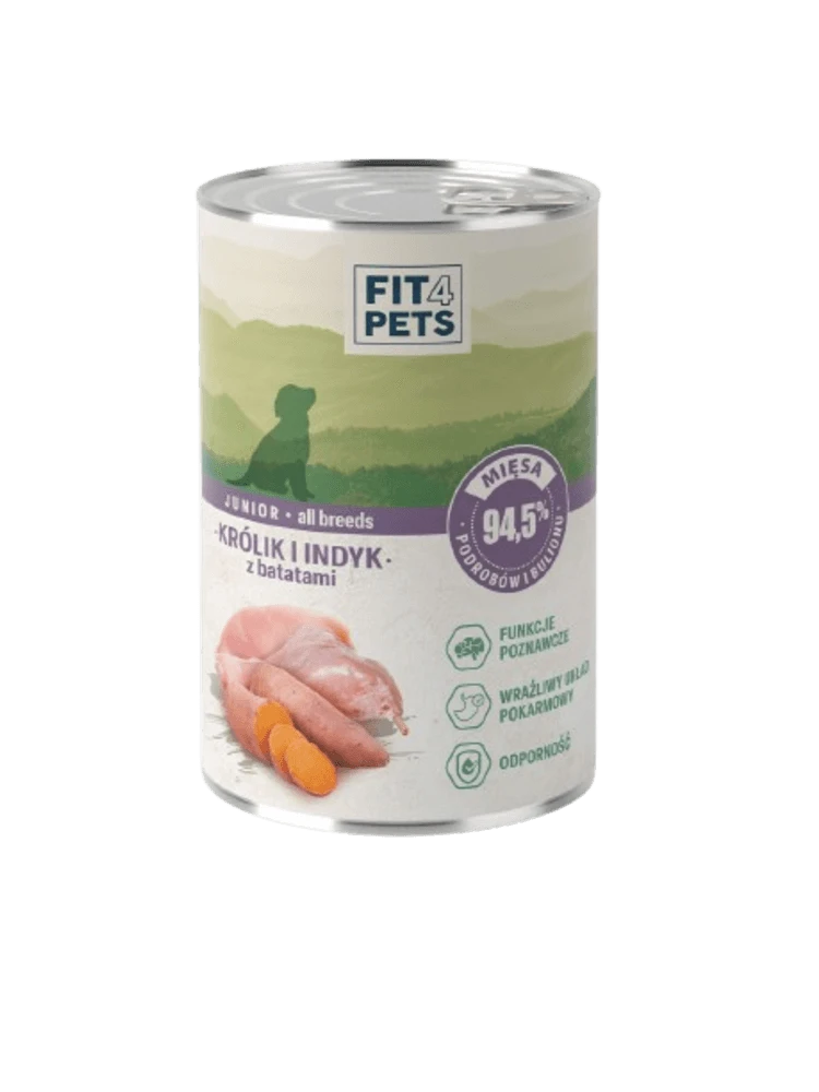 Fit4Pets indyk, królik puppy 400 g
