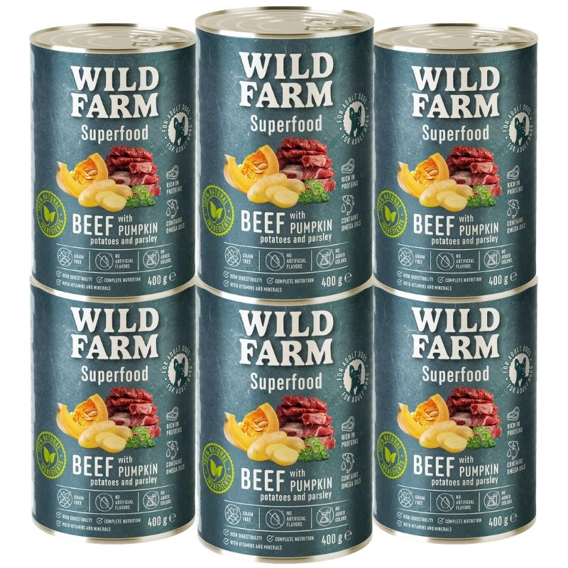 Wild Farm Superfood wołowina adult 400 g × 6