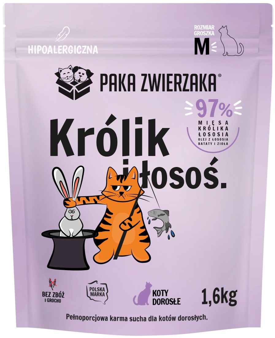 Paka Zwierzaka królik, łosoś 1,6 kg