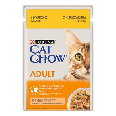 Purina Cat Chow Hairball kurczak z cukinią w galaretce adult 85 g × 26