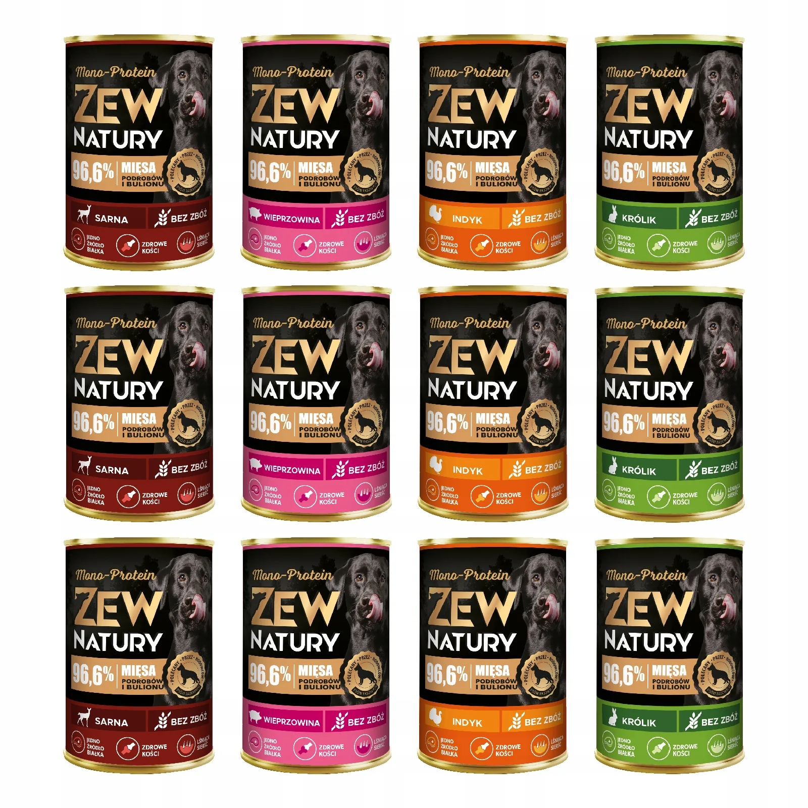 Zew Natury Mono-Protein indyk, królik, sarna, wieprzowina 400 g × 12