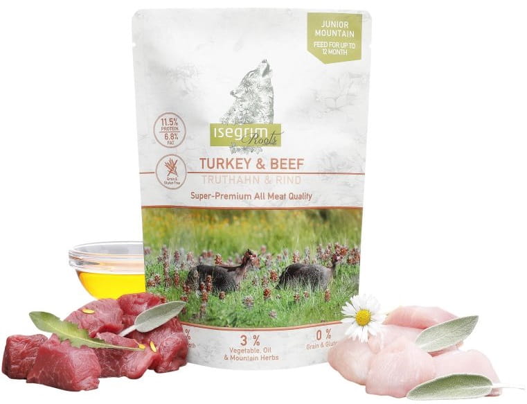 Isegrim Roots indyk, wołowina junior 410 g