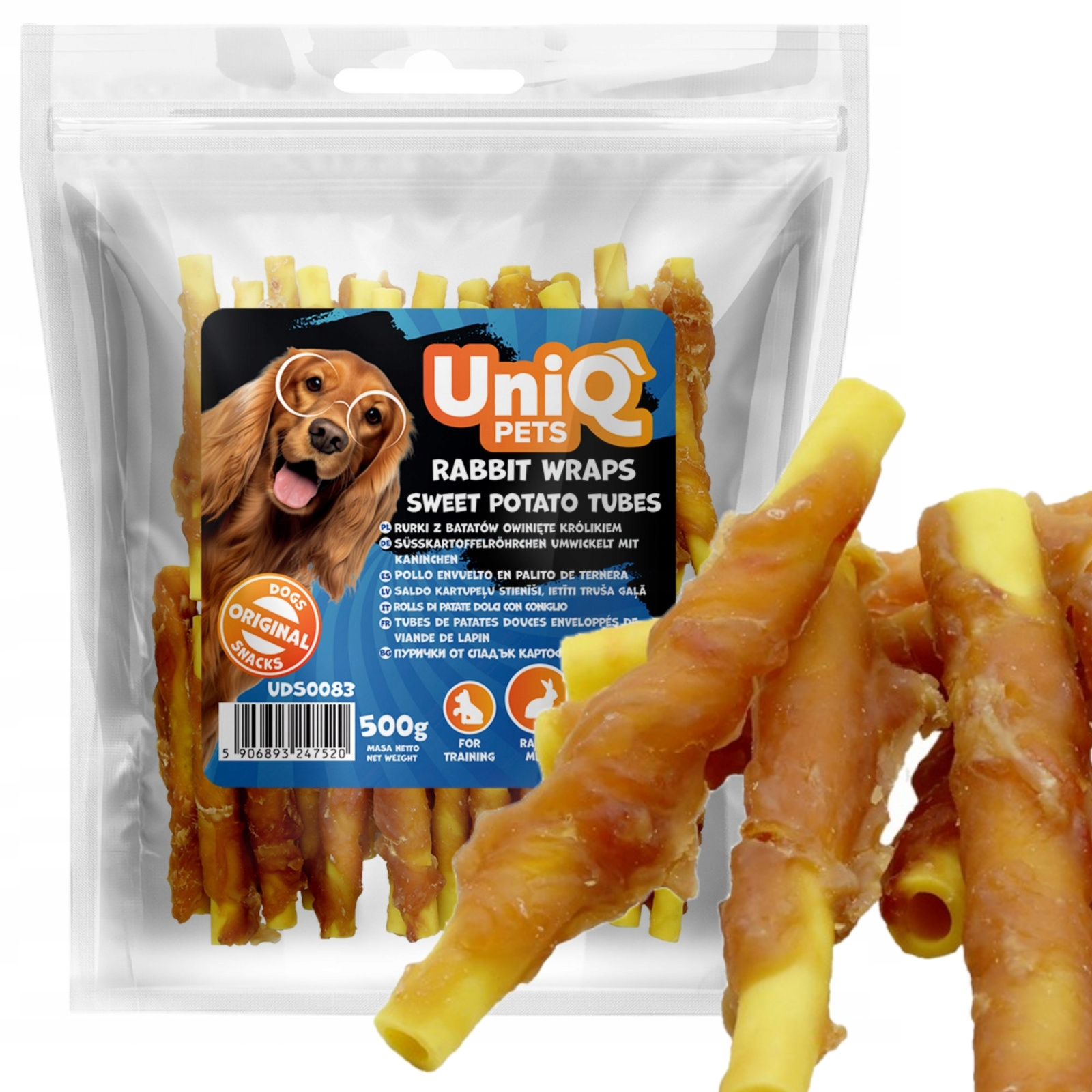 Uniq Pets rurki z batatów, królik 500 g