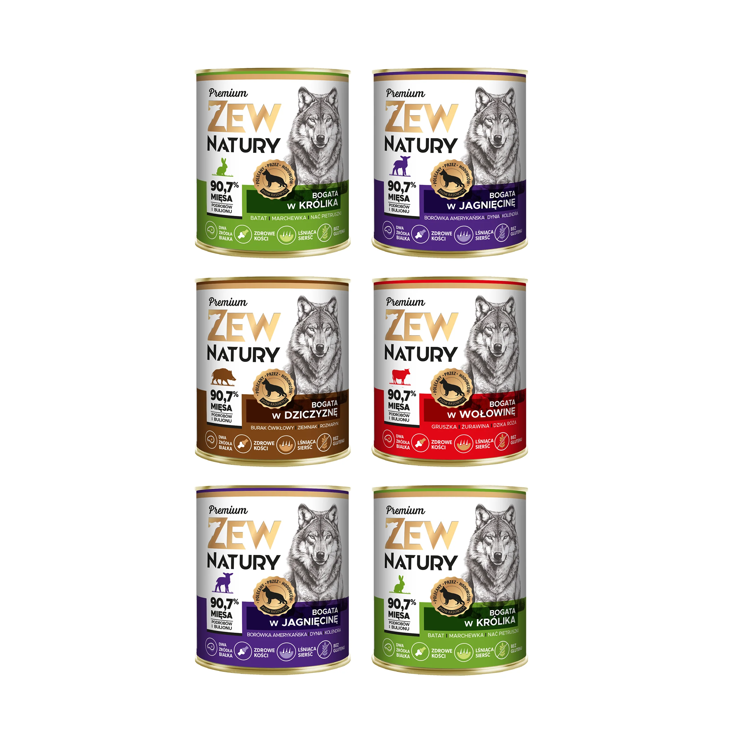 Zew Natury Premium dziczyzna, jagnięcina, królik, wołowina 800 g × 6