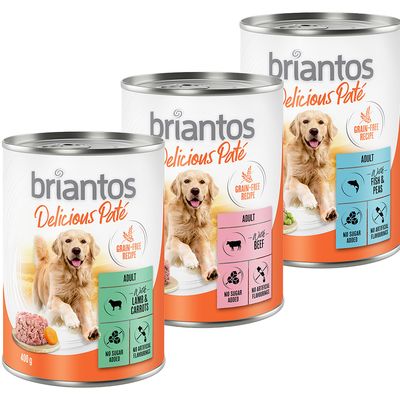Briantos Delicious Paté jagnięcina, ryba, wołowina adult 400 g × 24