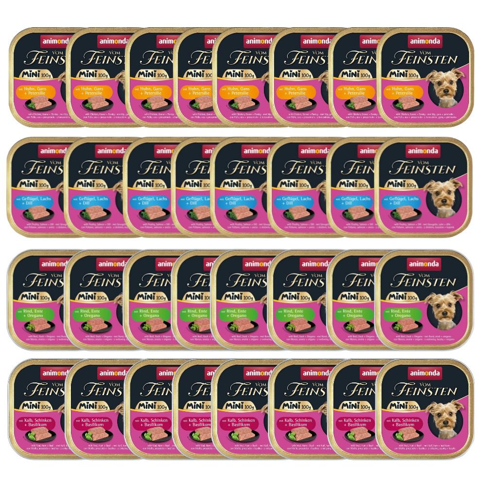 Animonda Vom Feinsten cielęcina, drób, gęś, kurczak, szynka, łosoś małe rasy 100 g × 32
