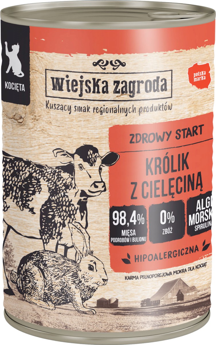 Wiejska Zagroda Zdrowy Start cielęcina, królik w bulionie kitten 400 g