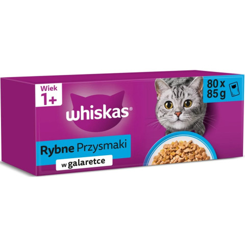 Whiskas Digestive mix smaków w galaretce 85 g × 80
