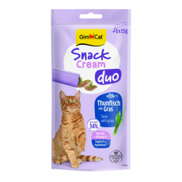 GimCat Snack Cream duo tuńczyk z trawą 15 g × 6