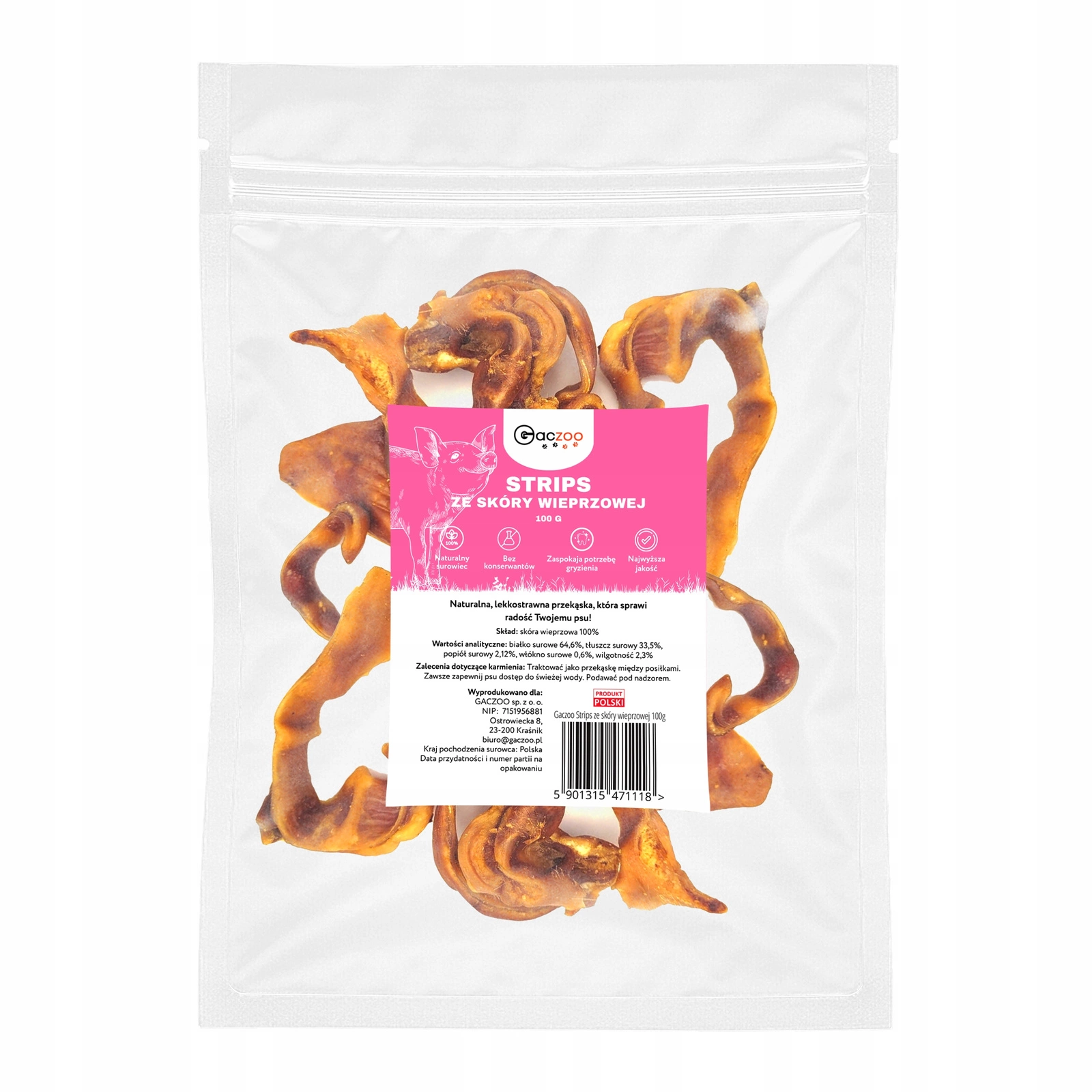 Gaczoo Strips wieprzowina 100 g