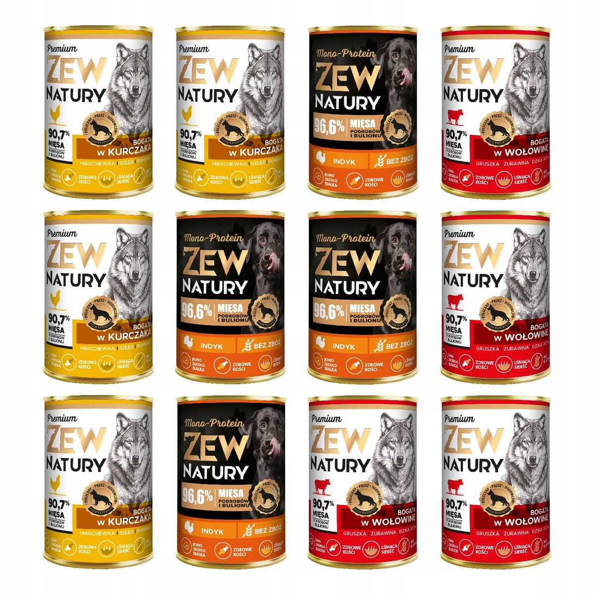 Zew Natury Mono-Protein indyk, kurczak, wołowina 400 g × 12