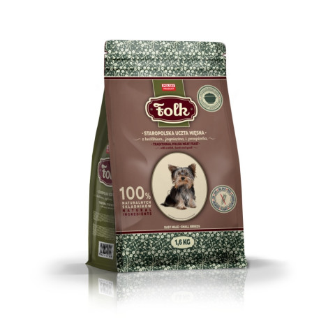 Folk Staropolska Uczta Mięsna jagnięcina, królik, przepiórka adult małe rasy 1,6 kg