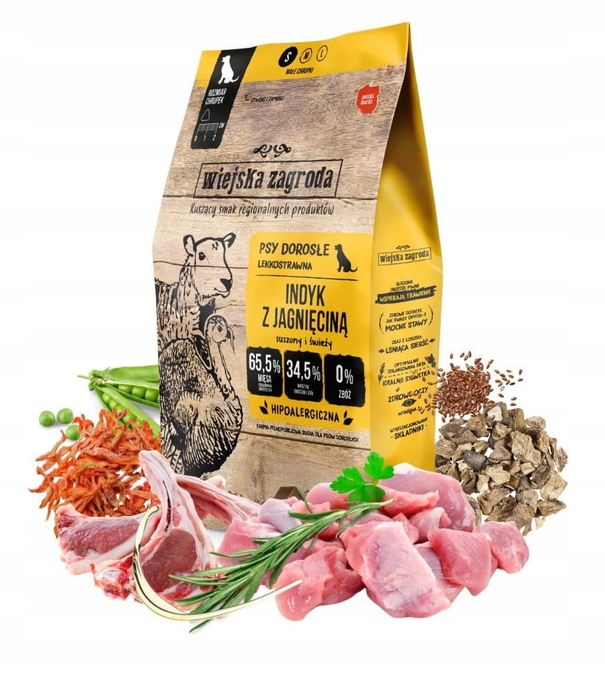 Wiejska Zagroda indyk, jagnięcina małe rasy 2 kg