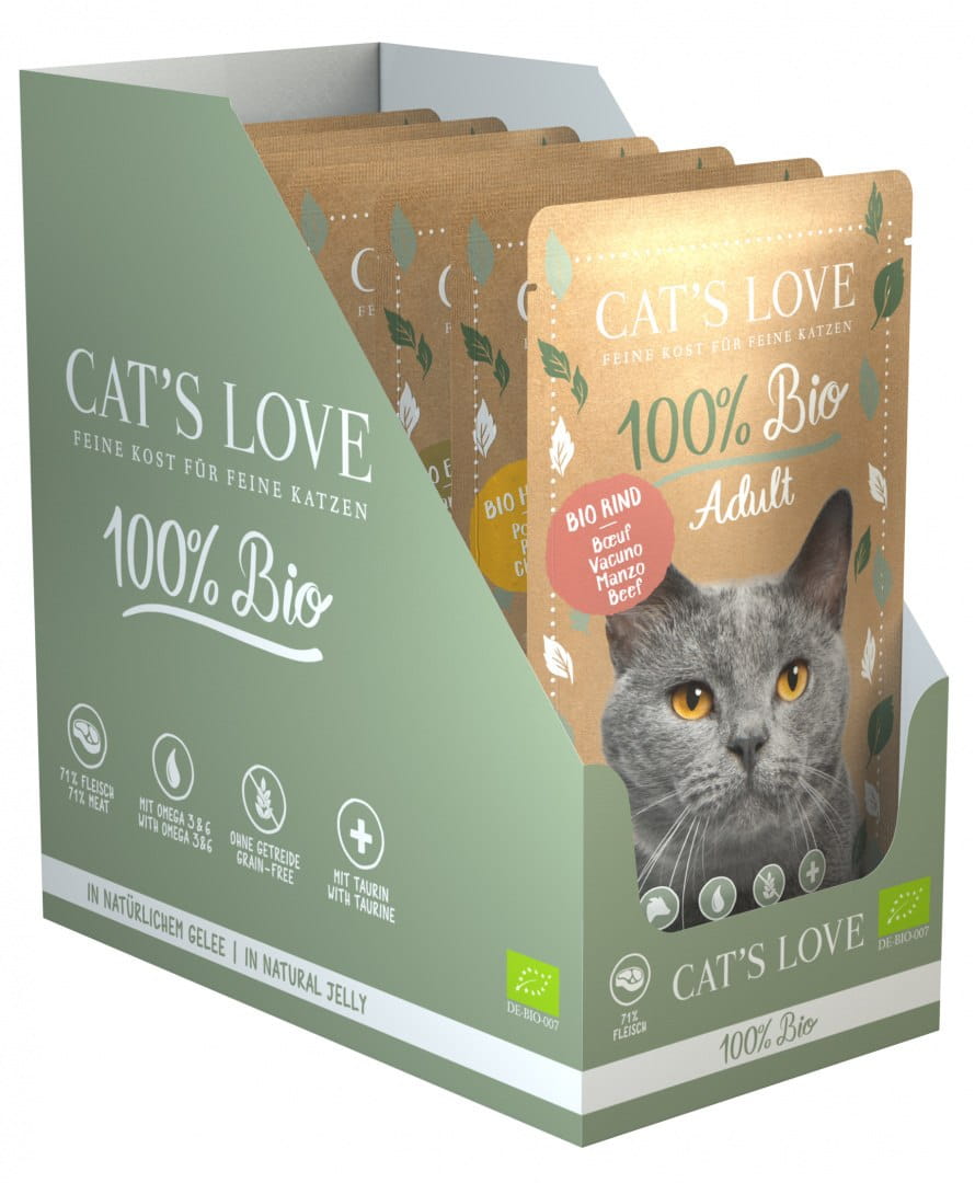 CAT'S LOVE Bio mix smaków w galaretce adult 100 g × 6