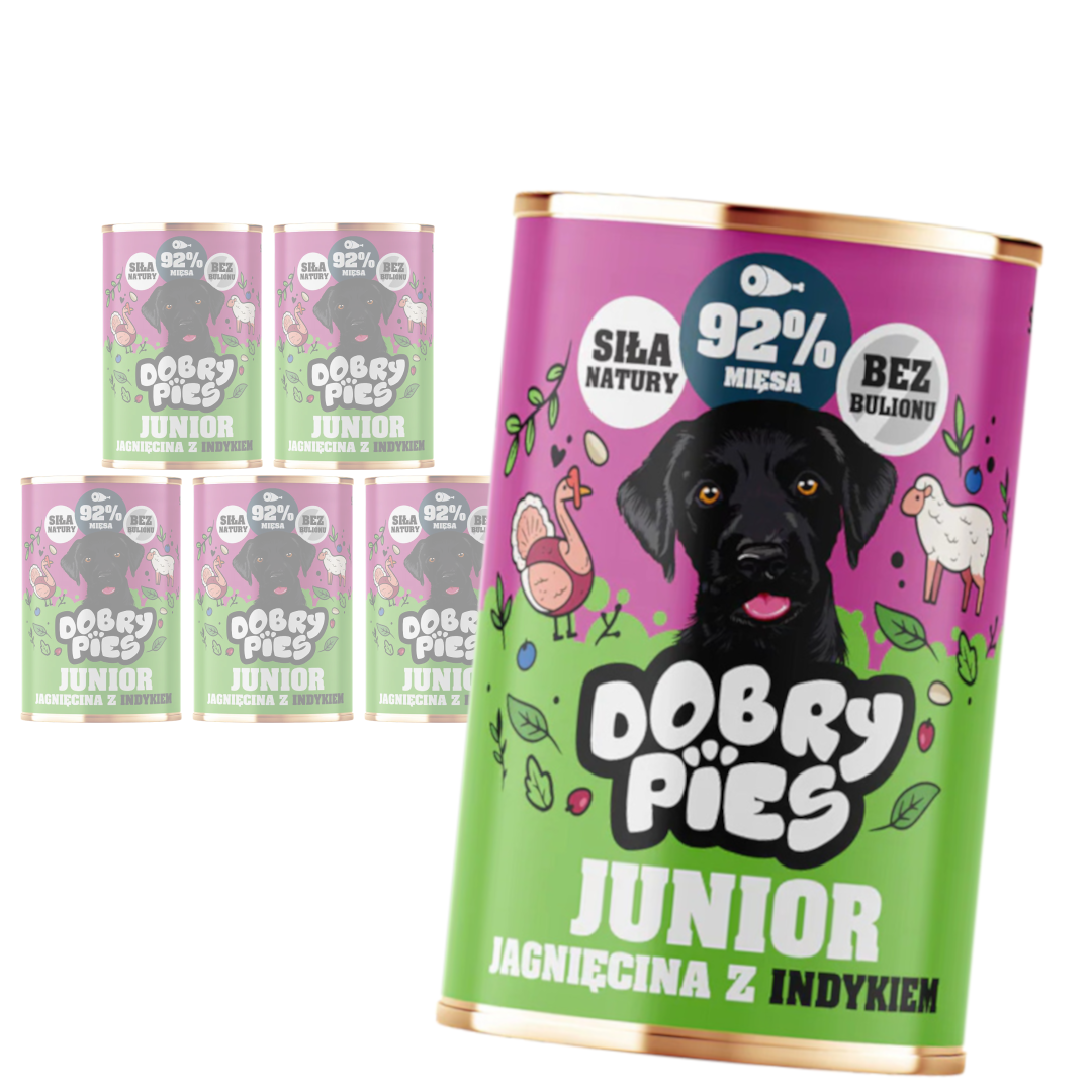 Dobry Pies indyk, jagnięcina junior 400 g × 6
