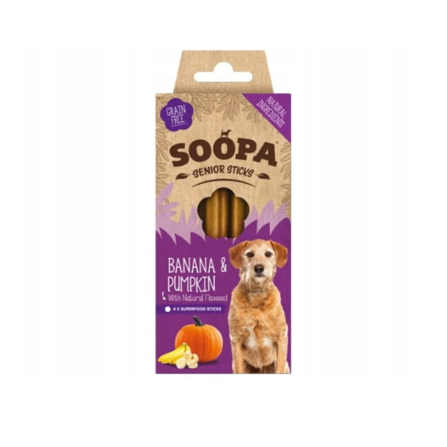 Soopa Dental Sticks banan, dynia, siemię lniane senior 100 g