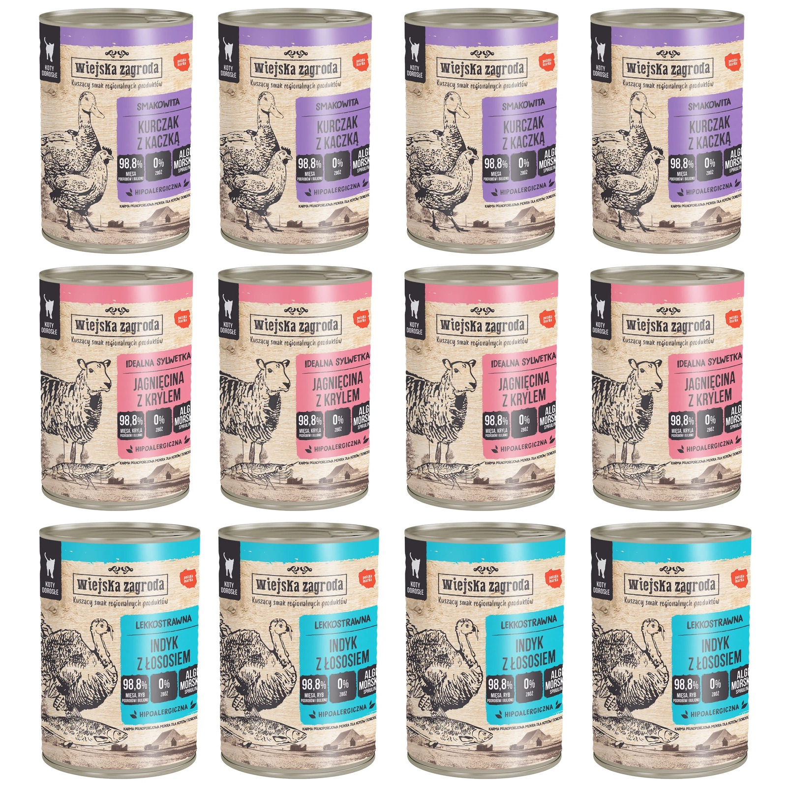 Wiejska Zagroda mix smaków adult 400 g × 12