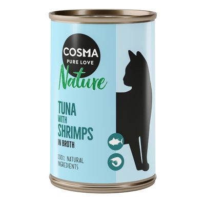 Cosma Nature Indoor tuńczyk, krewetki w bulionie 140 g × 12