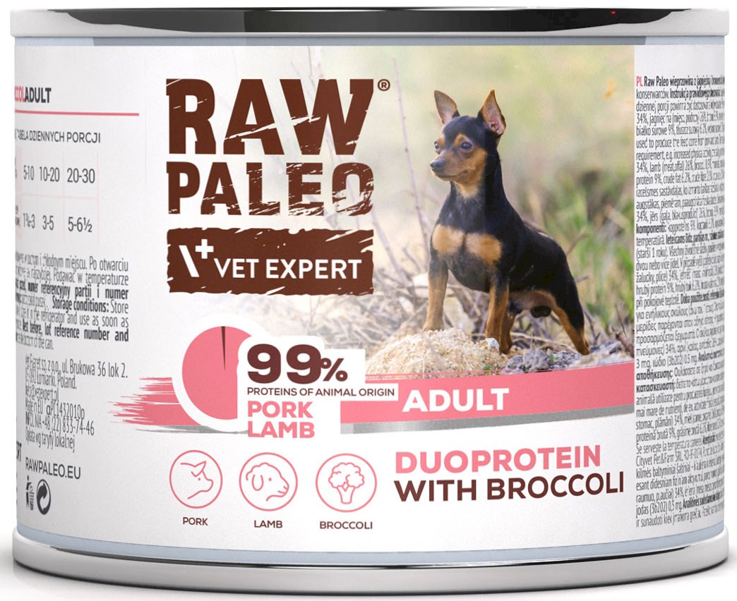 VetExpert Raw Paleo jagnięcina, wieprzowina adult 200 g