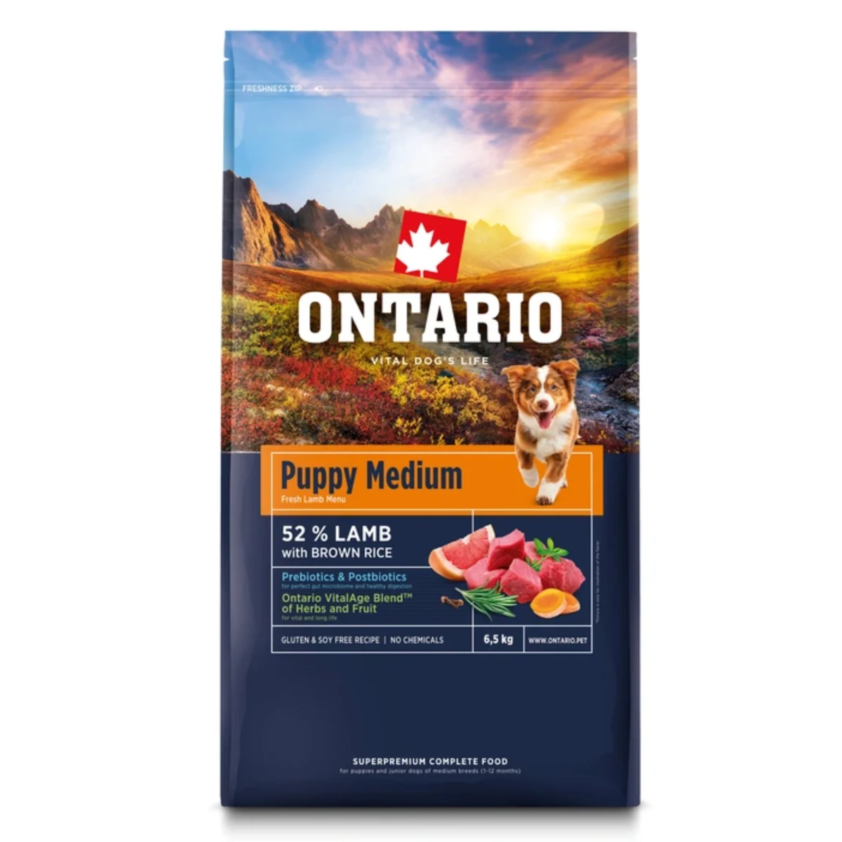 Ontario jagnięcina z ryżem puppy średnie rasy 6,5 kg