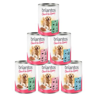 Briantos Chunks jagnięcina, kurczak, wołowina, łosoś adult 415 g × 24