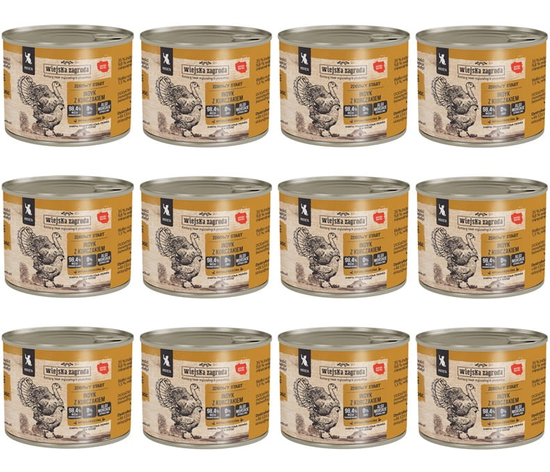 Wiejska Zagroda indyk, kurczak w bulionie kitten 200 g × 12