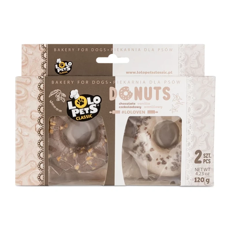 Lolo Pets Donuts czekolada i orzech, wanilia 60 g × 2