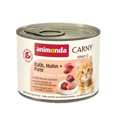Animonda Carny cielęcina, indyk, kurczak pasztet kitten 200 g × 12