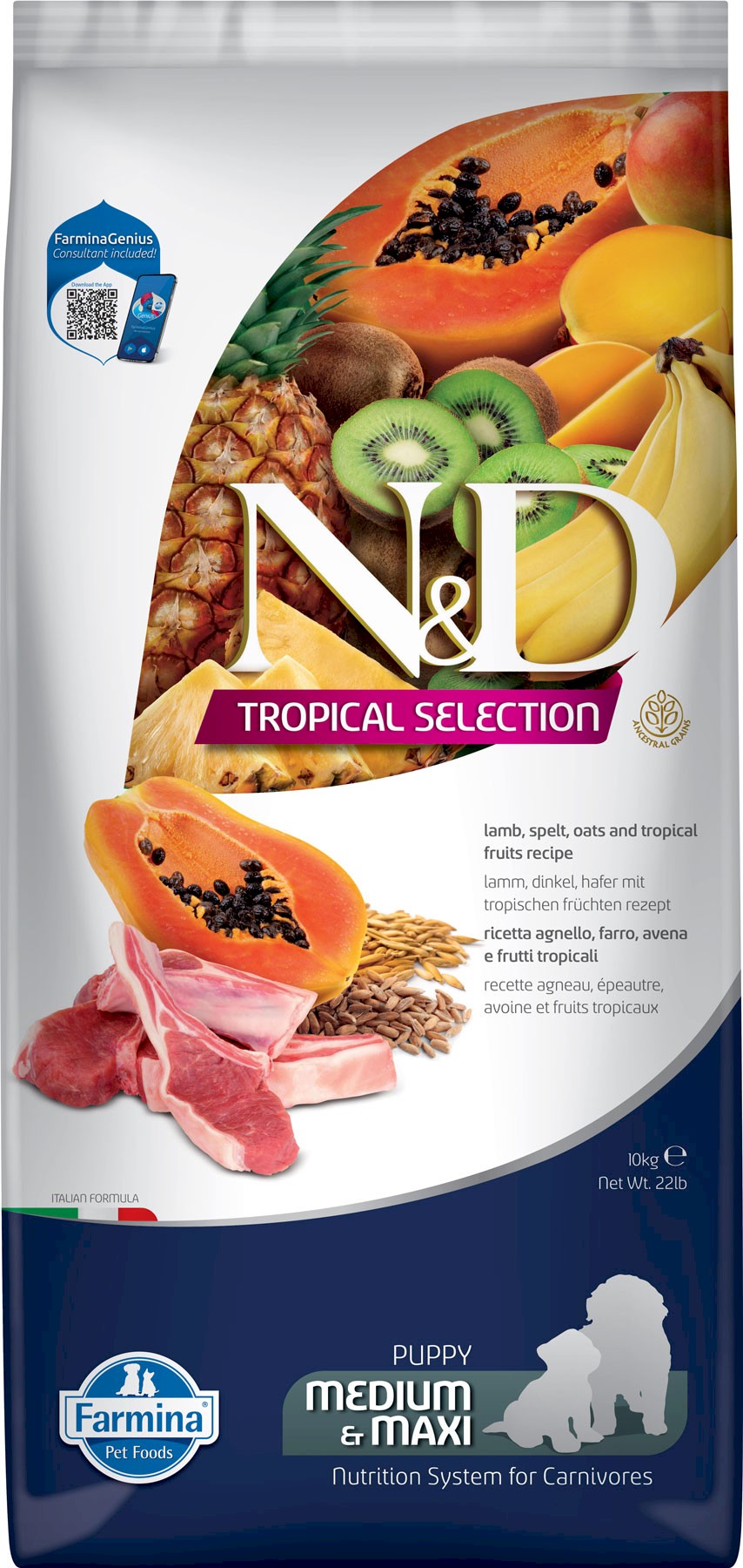 Farmina N&D Tropical Selection jagnięcina puppy średnie rasy, duże rasy 10 kg