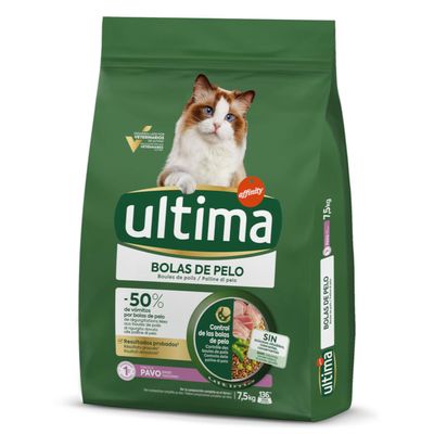 Ultima Cat Hairball Digestive Indoor indyk z ryżem adult 7,5 kg