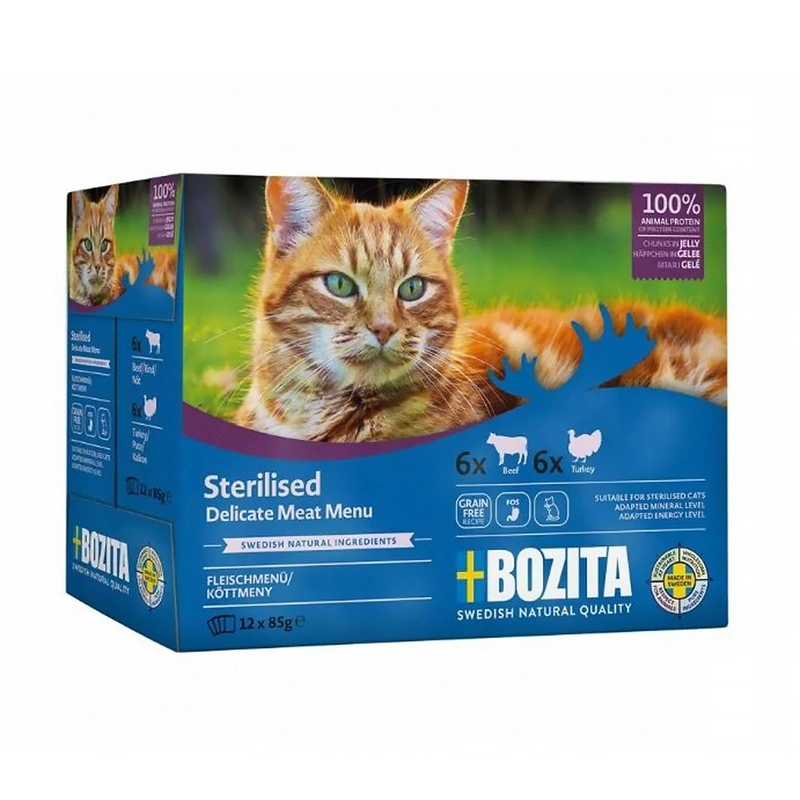 Bozita Delicate Meat Menu Indoor Sterilised Light mix smaków w galaretce adult 85 g × 12