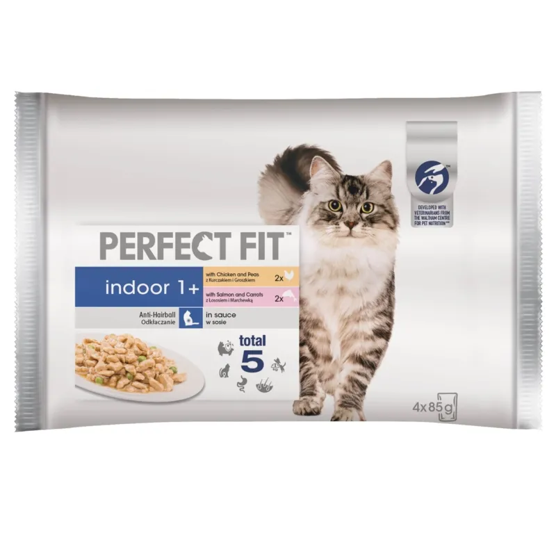 Perfect Fit Indoor mix smaków w sosie adult 85 g × 4
