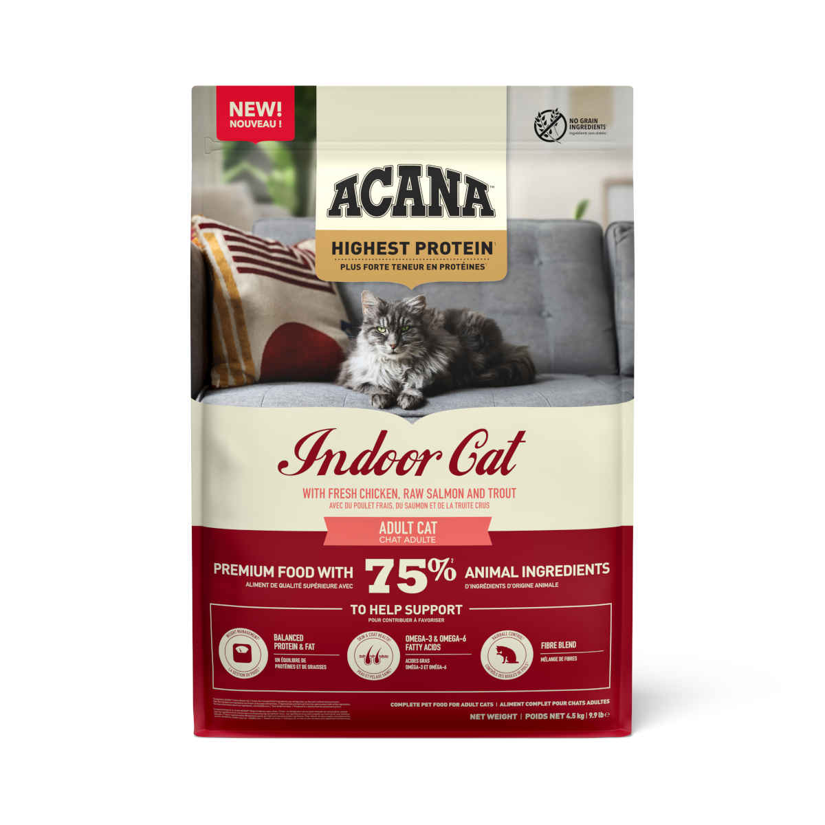 Acana Highest Protein Indoor kurczak, pstrąg, łosoś adult 4,5 kg