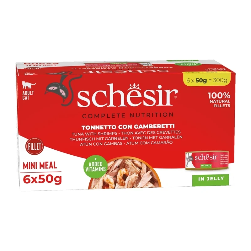 Schesir C&B krewetki, tuńczyk w galaretce adult 50 g × 6